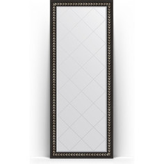 Зеркало напольное с гравировкой поворотное Evoform Exclusive-G Floor 80x199 см, в багетной раме - черный ардеко 81 мм (BY 6308)