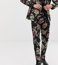 Облегающие брюки с цветочным принтом и эффектом металлик Heart & Dagger - Черный