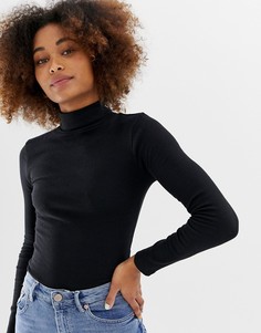 Топ в рубчик с отворотом Brave Soul - Черный