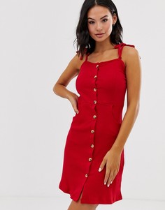 Платье мини на пуговицах Brave Soul Joanna - Красный