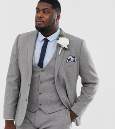 Серый приталенный пиджак в ломаную клетку ASOS DESIGN Plus wedding - Серый