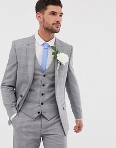 Серый приталенный пиджак в клетку River Island Wedding - Серый