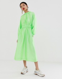 Фактурное платье со сборками ASOS WHITE - Зеленый