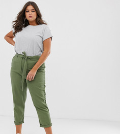 Саржевые брюки с завязкой на поясе ASOS DESIGN Curve - Зеленый