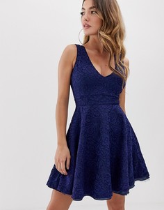 Короткое приталенное платье AX Paris - Темно-синий