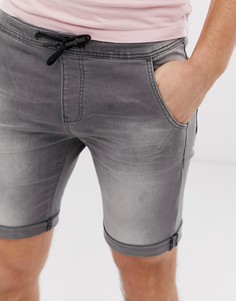 Светло-серые джинсовые шорты с затягивающимся шнурком Tom Tailor - Серый