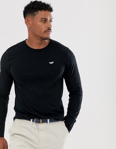 Черный лонгслив с логотипом Hollister - Черный