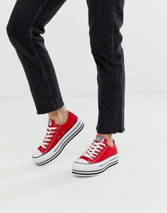 Красные кроссовки на платформе Converse chuck taylor all star - Красный