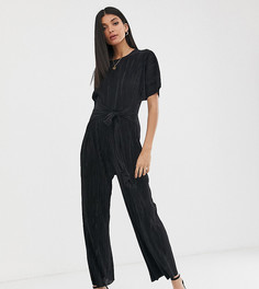 Плиссированный комбинезон с широкими штанинами ASOS DESIGN Tall - Черный