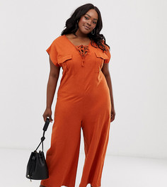 Комбинезон со шнуровкой и карманами ASOS DESIGN Curve - Оранжевый