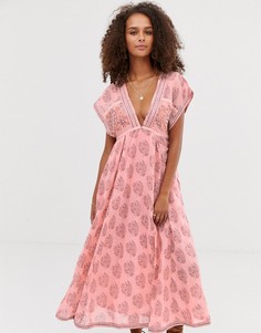 Платье макси с принтом пейсли Free People - Riakaa - Розовый