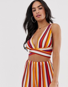 Пляжный полосатый топ в стиле 70-х с завязкой на спине ASOS DESIGN - Мульти