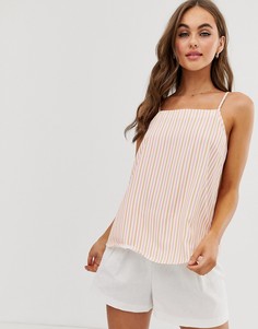 Топ на бретельках в полоску с квадратным вырезом ASOS DESIGN - Розовый