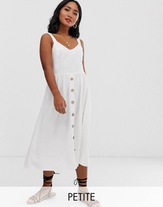 Белое платье миди на пуговицах New Look Petite - Красный