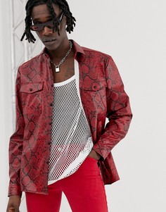 Красная рубашка с эффектом змеиной кожи ASOS DESIGN - Красный