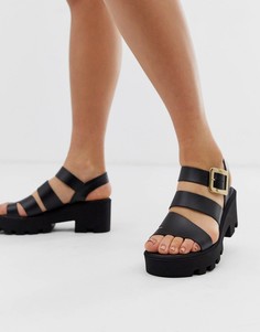 Черные сандалии с ремешками и рифленой отделкой River Island - Черный