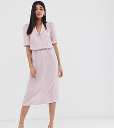 Платье-рубашка миди в клетку на пуговицах Fashion Union Tall - Розовый
