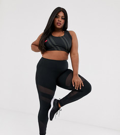 Леггинсы с моделирующими сетчатыми вставками ASOS 4505 Curve - Черный
