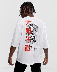 Oversize-футболка из органического хлопка с принтом на спине ASOS DESIGN - Белый