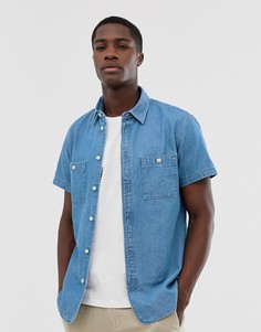 Джинсовая рубашка с короткими рукавами Selected Homme - Синий