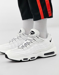 Белые кожаные кроссовки Nike Air Max 95 - Черный