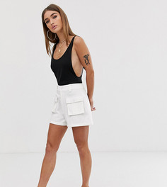 Саржевые шорты ASOS DESIGN Petite safari - Белый
