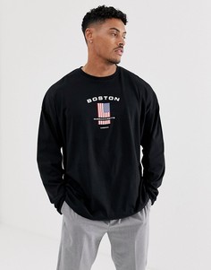 Oversize-лонгслив с принтом ASOS DESIGN - Черный