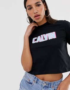 Короткая футболка с логотипом Calvin Klein - Черный