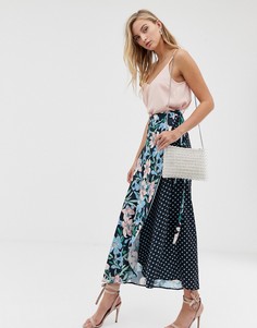 Комбинируемая юбка в горошек с запахом и цветочным принтом Liquorish - Мульти