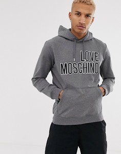 Худи с вышитым логотипом Love Moschino - Серый