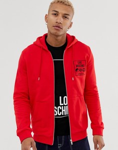 Худи на молнии с логотипом Love Moschino - Красный