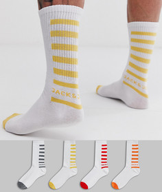 Набор из 4 пар теннисных носков в вертикальную полоску Jack & Jones - Белый