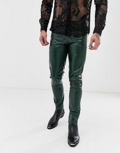 Зеленые джинсы скинни в кожаном стиле ASOS DESIGN - Зеленый
