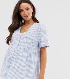 Свободный топ из жатой клетчатой ткани на пуговицах ASOS DESIGN Maternity - Мульти