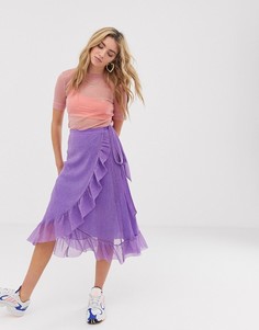 Блестящая юбка с оборками Resume Ninnet - Фиолетовый Résumé