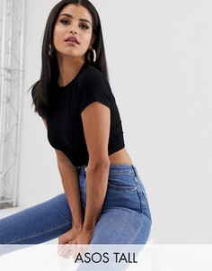 Черный кроп-топ с короткими рукавами ASOS DESIGN Tall - Черный