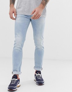 Светлые узкие джинсы с потертостями Jack & Jones Intelligence - Синий