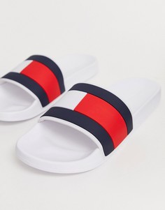 Белые шлепанцы с логотипом-флажком Tommy Hilfiger - Белый