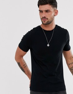 Черная обтягивающая футболка с круглым вырезом River Island - Черный