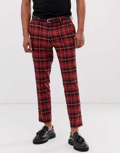 Укороченные облегающие брюки в красную клетку тартан River Island - Красный