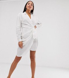 Повседневное платье мини с запахом и драпировкой на воротнике ASOS DESIGN Tall - Белый