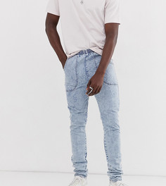 Узкие джинсы с эффектом кислотной стирки и эластичным поясом ASOS DESIGN Tall - Синий