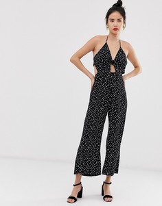 Комбинезон в горошек с халтером и декоративным узлом ASOS DESIGN - Мульти