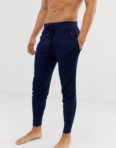 Темно-синие джоггеры для дома с манжетами и логотипом Polo Ralph Lauren - Темно-синий