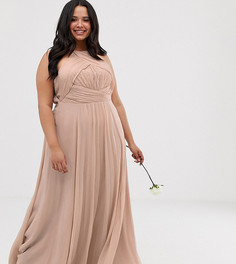 Платье макси с присборенным лифом ASOS DESIGN Curve - Bridesmaid - Розовый