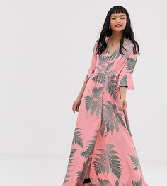 Свободное платье макси с пальмовым принтом Glamorous Petite - Розовый