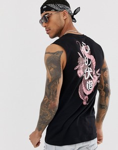 Футболка без рукавов из органического хлопка с принтом на спине ASOS DESIGN - Черный