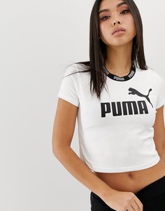 Белый кроп-топ с отделкой кантом Puma amplified - Белый