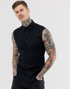 Черная облегающая рубашка из вискозы без рукавов ASOS DESIGN - Черный