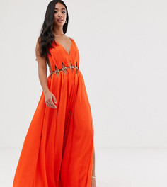Платье макси с вырезом и кольцами ASOS DESIGN Petite - Мульти